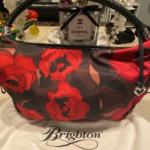 NWOT Beautiful Women's Brighton Black and Red Floral Handbag.